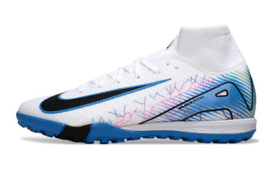 Unisex Nike Air Zoom Mercurial Superfly 10 Elite TF Artificial Turf High-Tops Football Shoes - White/Blue/Black