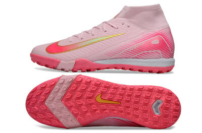 Unisex Nike Air Zoom Mercurial Superfly 10 Elite TF Artificial Turf High-Tops Football Shoes - Pink/Red/Gold