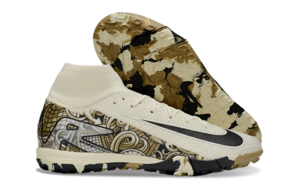 Unisex Nike Air Zoom Mercurial Superfly 10 Elite TF Artificial Turf High-Tops Football Shoes - Beige/Black/Brown