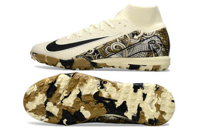 Unisex Nike Air Zoom Mercurial Superfly 10 Elite TF Artificial Turf High-Tops Football Shoes - Beige/Black/Brown