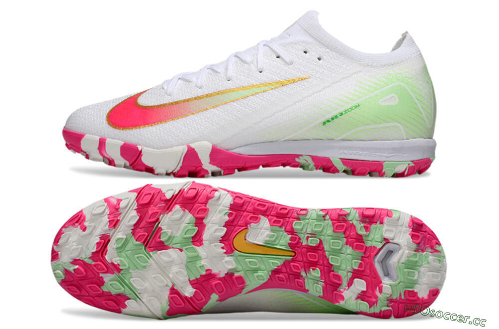 Unisex Nike Air Zoom Mercurial Vapor 16 Elite TF Artificial Turf Low-Tops Football Shoes - White/Red/Gold 1