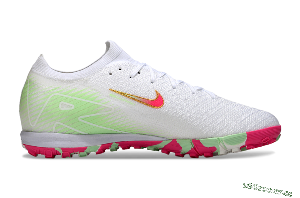 Unisex Nike Air Zoom Mercurial Vapor 16 Elite TF Artificial Turf Low-Tops Football Shoes - White/Red/Gold 7