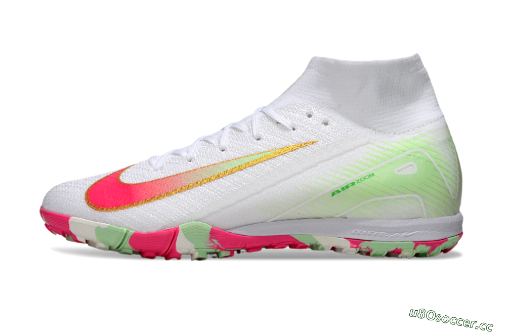 Unisex Nike Air Zoom Mercurial Superfly 10 Elite TF Artificial Turf High-Tops Football Shoes - White/Red/Gold 0