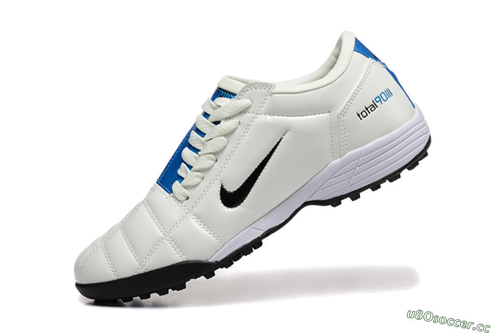 Men's Nike Total 90 III TF Artificial Turf Low-Tops Football Shoes - Beige/Black/Blue 8