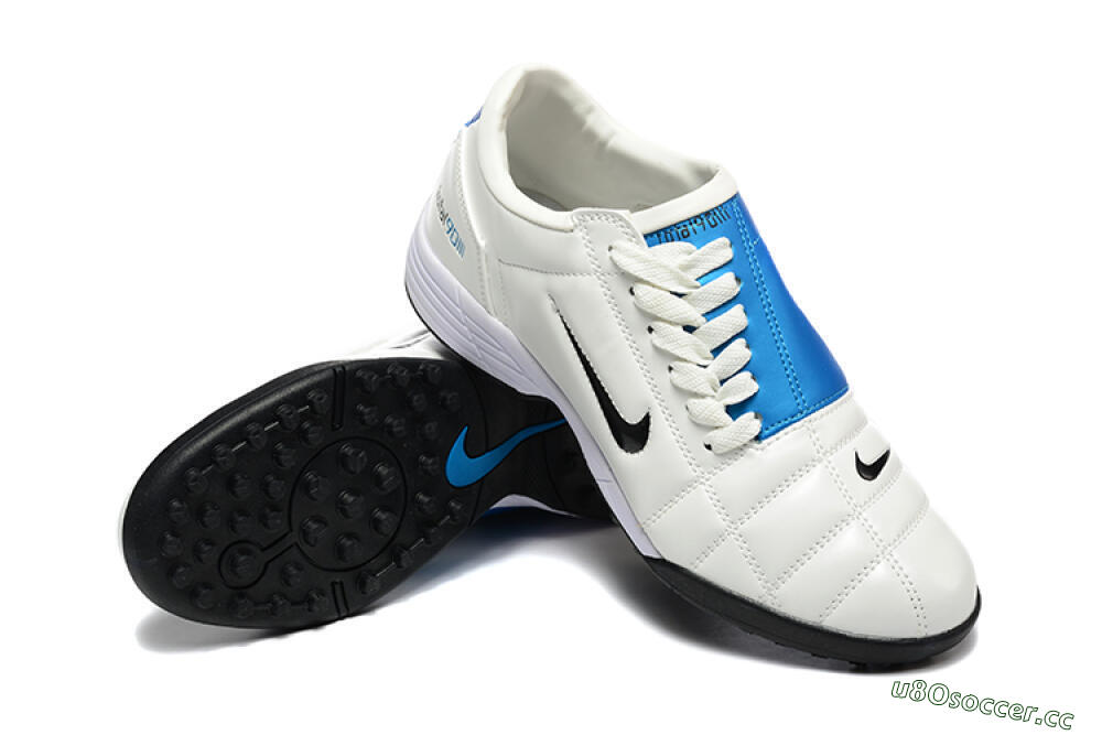 Men's Nike Total 90 III TF Artificial Turf Low-Tops Football Shoes - Beige/Black/Blue 4