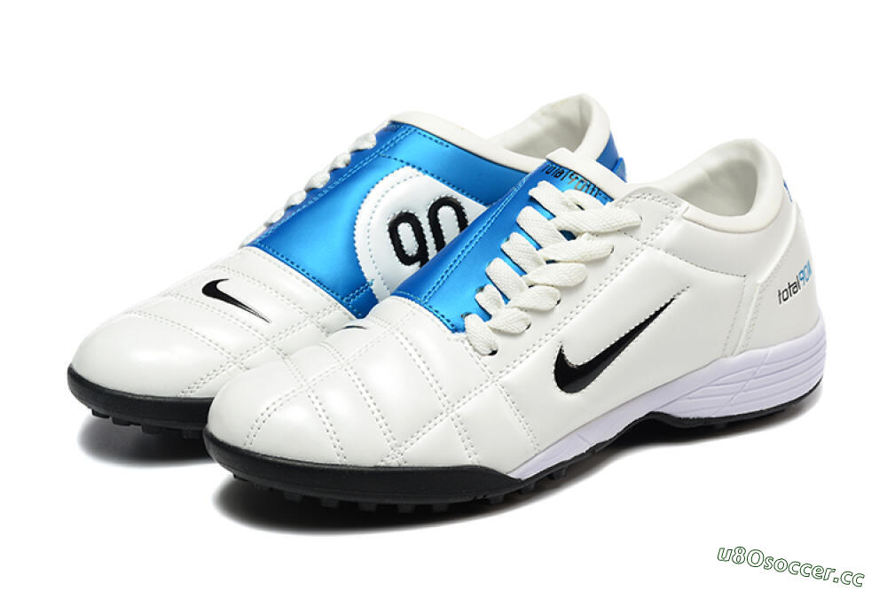 Men's Nike Total 90 III TF Artificial Turf Low-Tops Football Shoes - Beige/Black/Blue 5