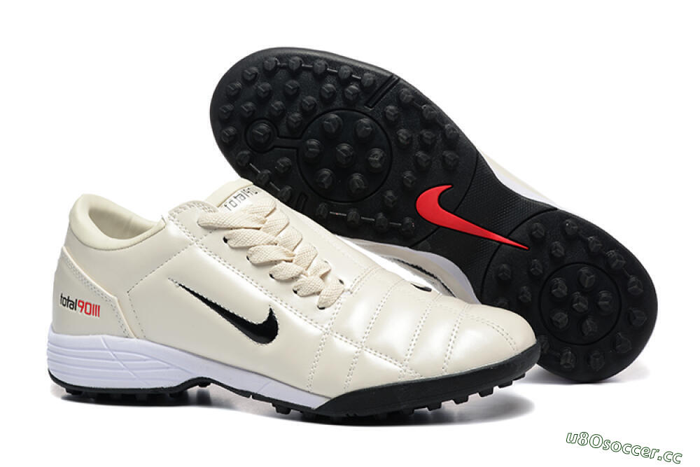 Men's Nike Total 90 III TF Artificial Turf Low-Tops Football Shoes - Beige/Black/White 2