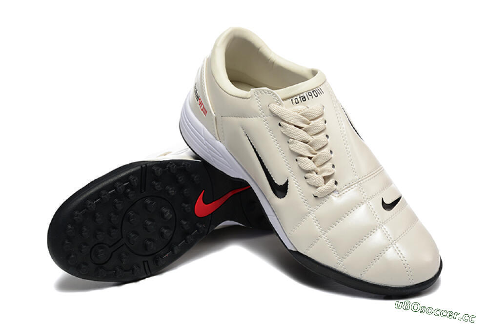 Men's Nike Total 90 III TF Artificial Turf Low-Tops Football Shoes - Beige/Black/White 4