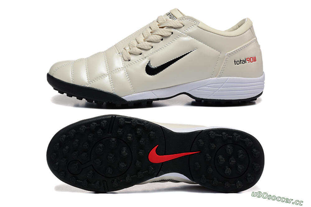 Men's Nike Total 90 III TF Artificial Turf Low-Tops Football Shoes - Beige/Black/White 1