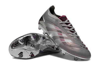 Unisex Adidas Predator 25 Elite FG Firm Ground Low-Tops Football Boots - Silver/Pink/Red