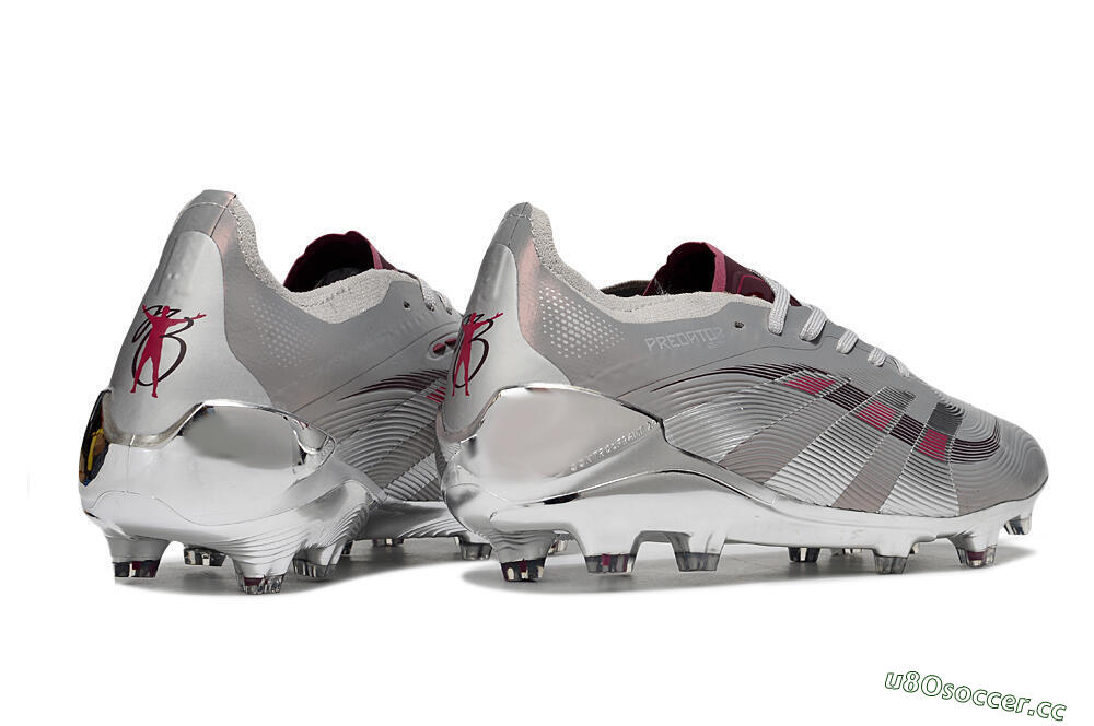Unisex Adidas Predator 25 Elite FG Firm Ground Low-Tops Football Boots - Silver/Pink/Red 6