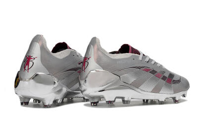 Unisex Adidas Predator 25 Elite FG Firm Ground Low-Tops Football Boots - Silver/Pink/Red