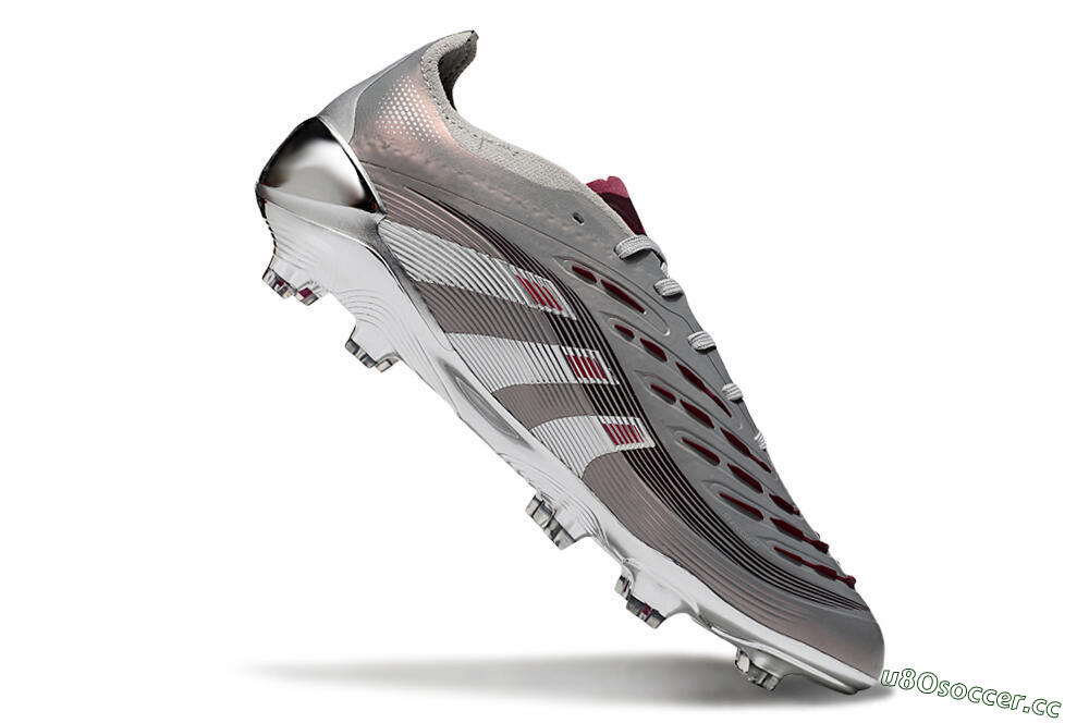 Unisex Adidas Predator 25 Elite FG Firm Ground Low-Tops Football Boots - Silver/Pink/Red 4