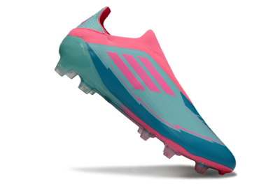 Men's Messi x Adidas F50 Elite Laceless FG Firm Ground Low-Tops Football Boots - Jade/Pink/Blue