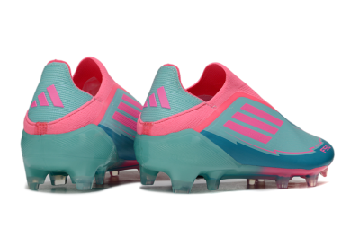 Men's Messi x Adidas F50 Elite Laceless FG Firm Ground Low-Tops Football Boots - Jade/Pink/Blue