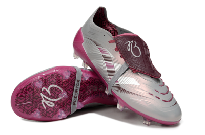 Unisex Adidas Predator 25 Elite Foldover Tongue FG Firm Ground Low-Tops Football Boots - Silver/Red