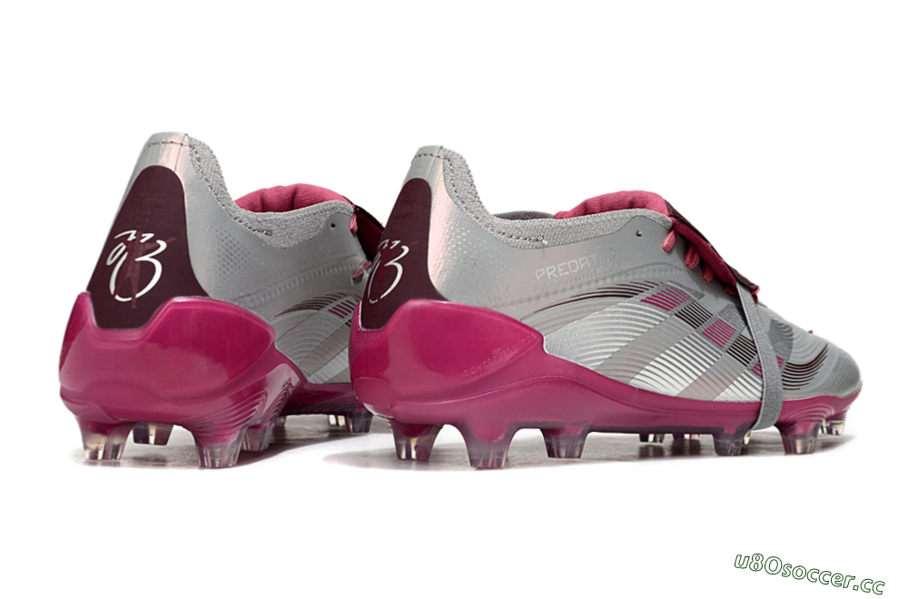 Unisex Adidas Predator 25 Elite Foldover Tongue FG Firm Ground Low-Tops Football Boots - Silver/Red 6