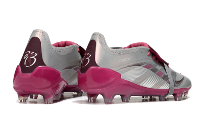 Unisex Adidas Predator 25 Elite Foldover Tongue FG Firm Ground Low-Tops Football Boots - Silver/Red