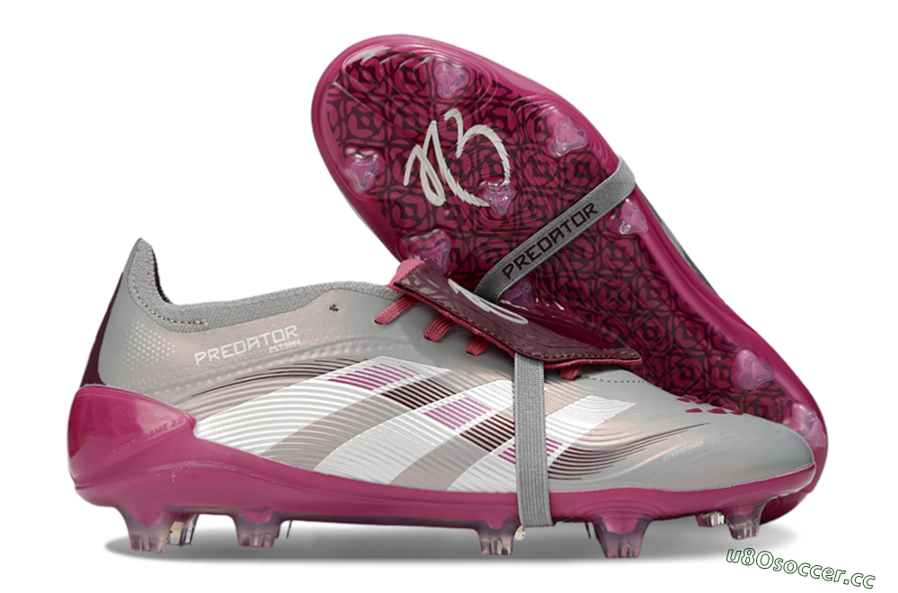Unisex Adidas Predator 25 Elite Foldover Tongue FG Firm Ground Low-Tops Football Boots - Silver/Red 2