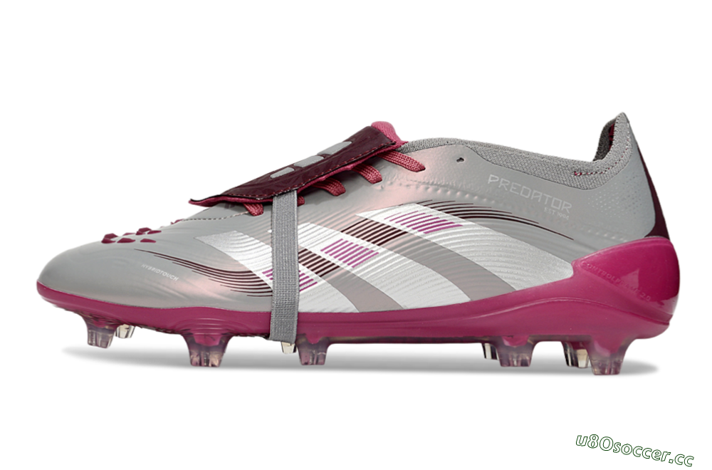 Unisex Adidas Predator 25 Elite Foldover Tongue FG Firm Ground Low-Tops Football Boots - Silver/Red 0