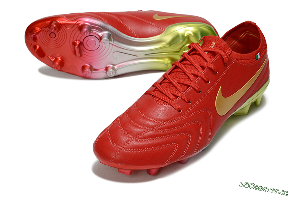 Men's Nike Tiempo Legend 10 Elite FG Firm Ground Low-Tops Football Boots - Red/Gold/Yellow 3