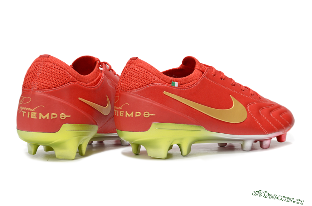 Men's Nike Tiempo Legend 10 Elite FG Firm Ground Low-Tops Football Boots - Red/Gold/Yellow 6