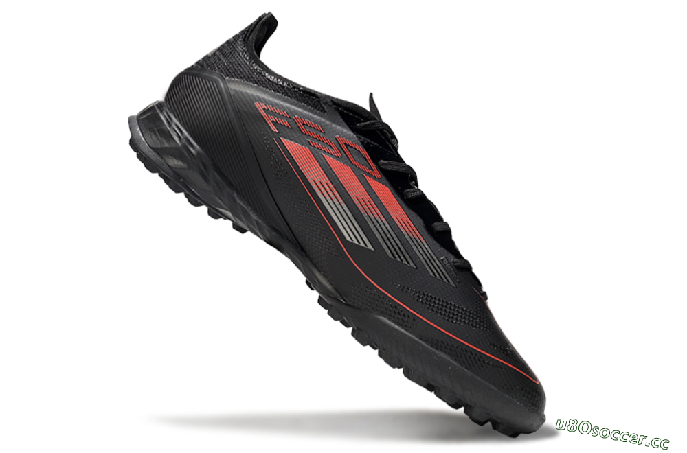 Men's Adidas F50 Pro TF Artificial Turf Low-Tops Football Shoes - Black/Red/Silver 4