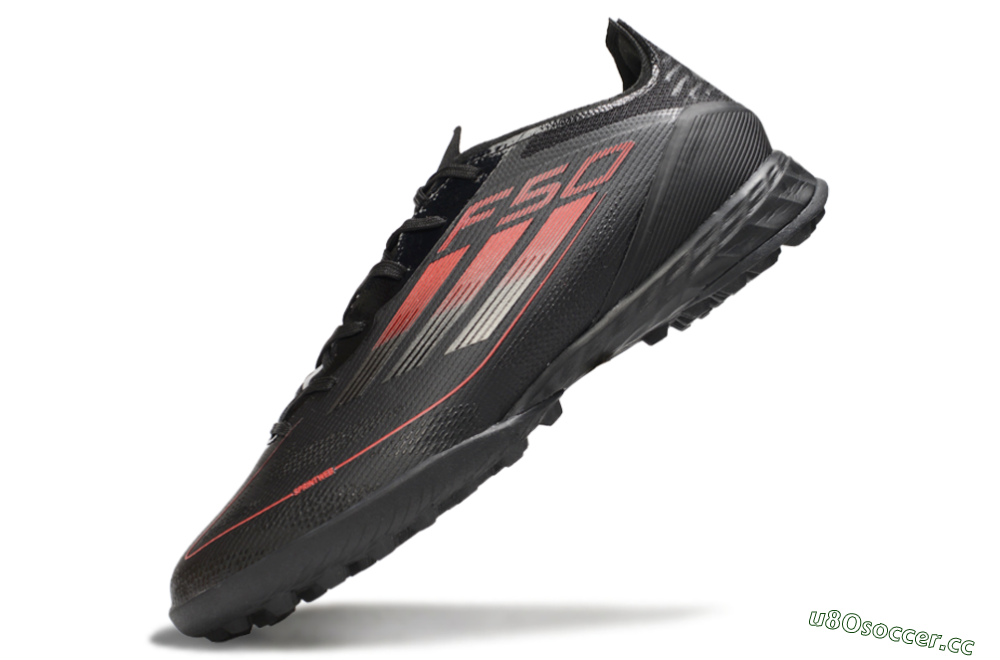 Men's Adidas F50 Pro TF Artificial Turf Low-Tops Football Shoes - Black/Red/Silver 5