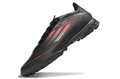 Men's Adidas F50 Pro TF Artificial Turf Low-Tops Football Shoes - Black/Red/Silver