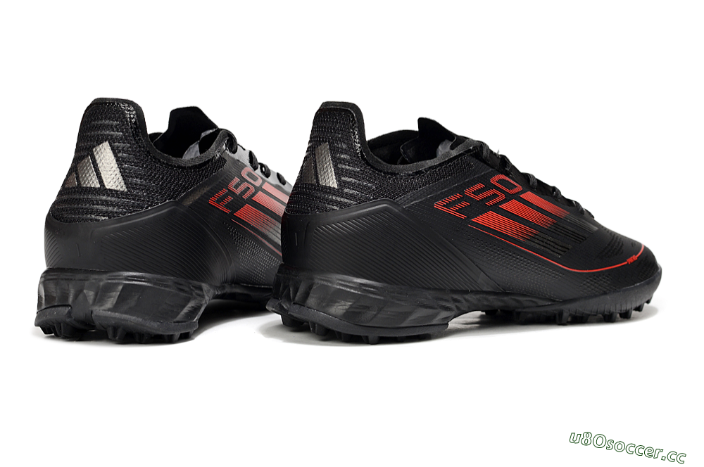 Men's Adidas F50 Pro TF Artificial Turf Low-Tops Football Shoes - Black/Red/Silver 6