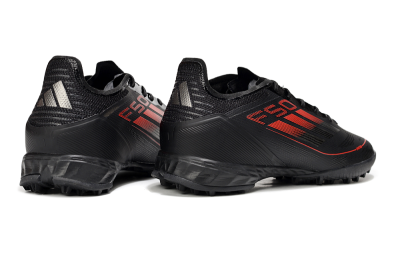 Men's Adidas F50 Pro TF Artificial Turf Low-Tops Football Shoes - Black/Red/Silver