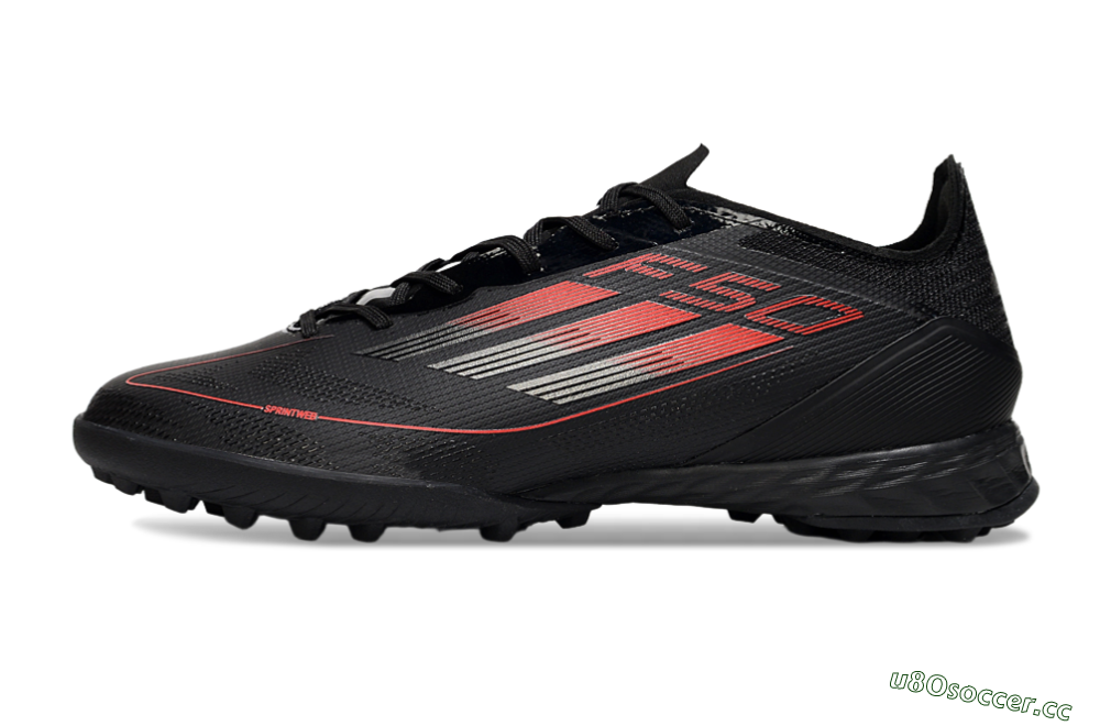 Men's Adidas F50 Pro TF Artificial Turf Low-Tops Football Shoes - Black/Red/Silver 0