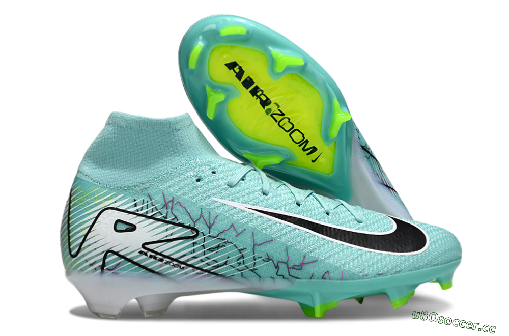 Unisex Nike Air Zoom Mercurial Superfly 10 Elite FG Firm Ground High-Tops Football Boots - Jade/Black/White 2