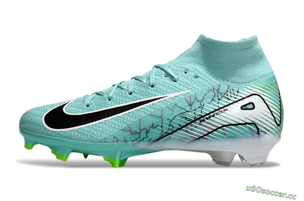 Unisex Nike Air Zoom Mercurial Superfly 10 Elite FG Firm Ground High-Tops Football Boots - Jade/Black/White 0