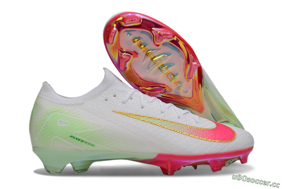 Unisex Nike Air Zoom Mercurial Vapor 16 Elite FG Firm Ground Low-Tops Football Boots - White/Red/Gold 2