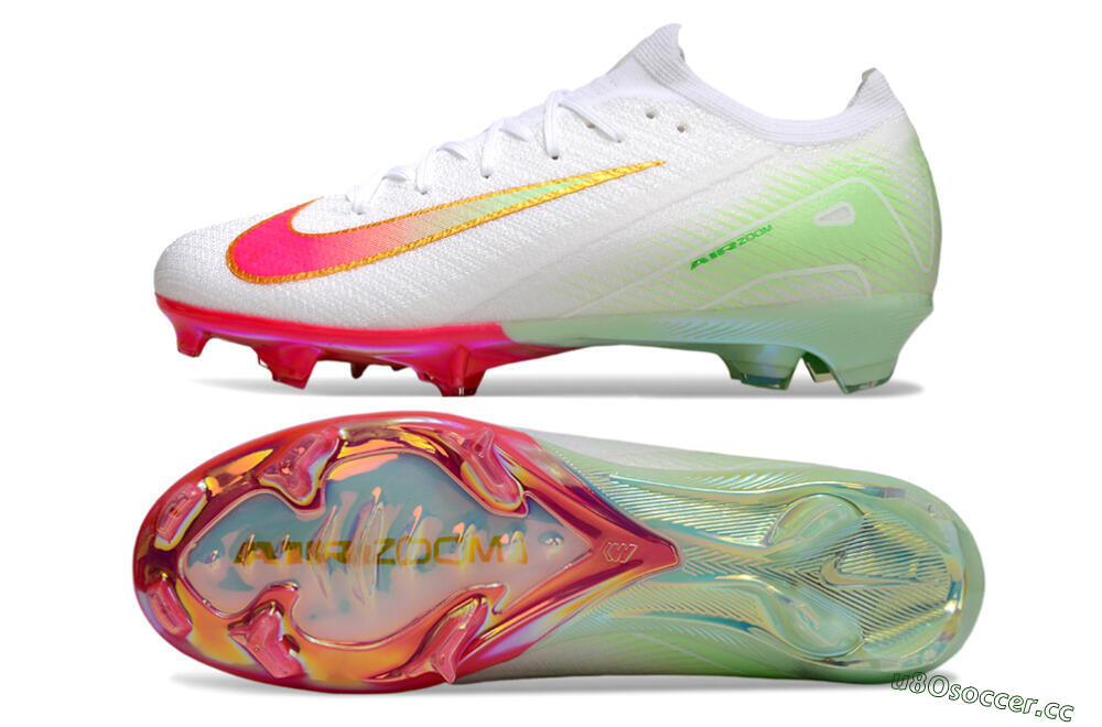Unisex Nike Air Zoom Mercurial Vapor 16 Elite FG Firm Ground Low-Tops Football Boots - White/Red/Gold 1