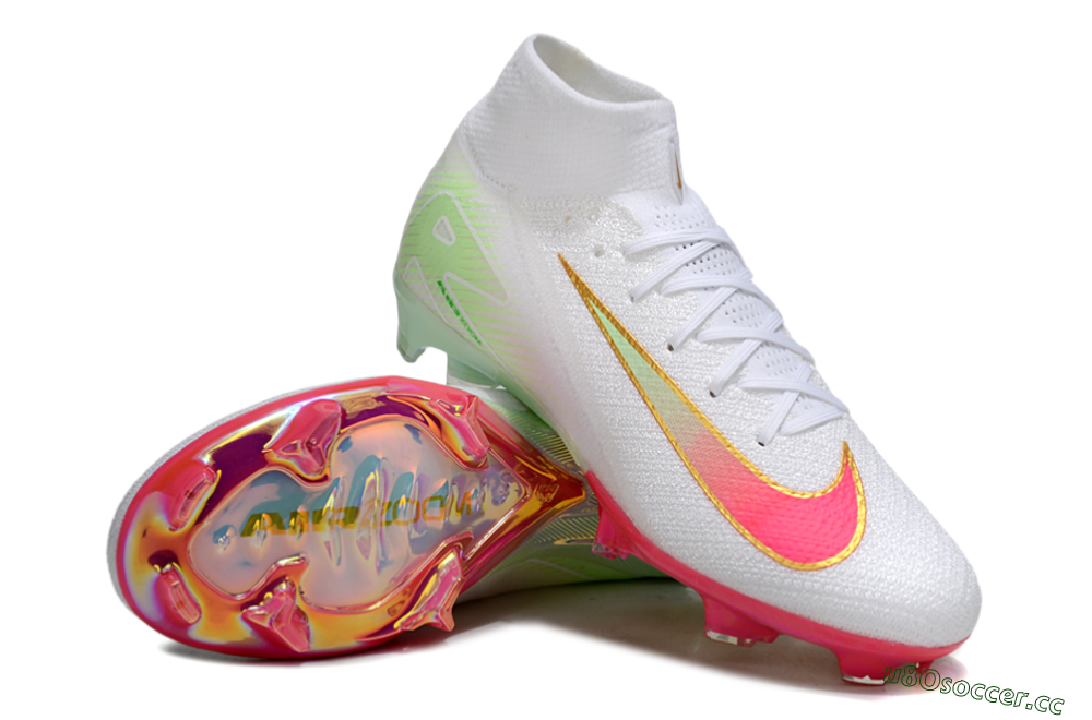 Unisex Nike Air Zoom Mercurial Superfly 10 Elite FG Firm Ground High-Tops Football Boots - White/Red/Gold 3