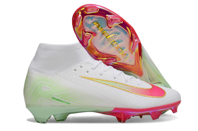 Unisex Nike Air Zoom Mercurial Superfly 10 Elite FG Firm Ground High-Tops Football Boots - White/Red/Gold