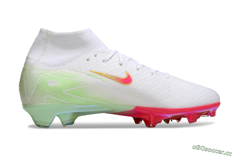 Unisex Nike Air Zoom Mercurial Superfly 10 Elite FG Firm Ground High-Tops Football Boots - White/Red/Gold 7