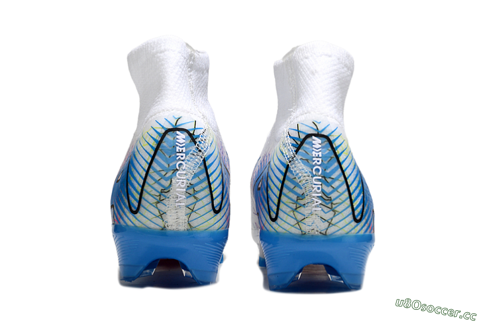Unisex Nike Air Zoom Mercurial Superfly 10 Elite FG Firm Ground High-Tops Football Boots - White/Blue/Black 5