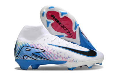 Unisex Nike Air Zoom Mercurial Superfly 10 Elite FG Firm Ground High-Tops Football Boots - White/Blue/Black