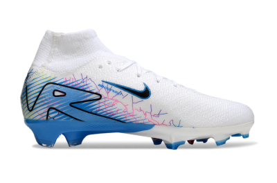 Unisex Nike Air Zoom Mercurial Superfly 10 Elite FG Firm Ground High-Tops Football Boots - White/Blue/Black