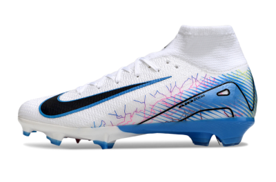 Unisex Nike Air Zoom Mercurial Superfly 10 Elite FG Firm Ground High-Tops Football Boots - White/Blue/Black