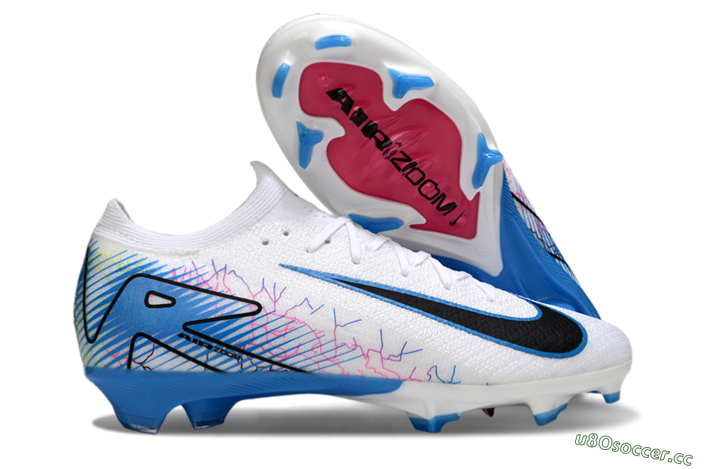 Unisex Nike Air Zoom Mercurial Vapor 16 Elite FG Firm Ground Low-Tops Football Boots - White/Black/Blue 2