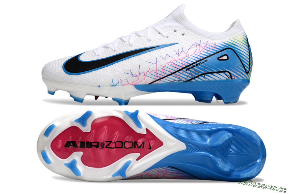 Unisex Nike Air Zoom Mercurial Vapor 16 Elite FG Firm Ground Low-Tops Football Boots - White/Black/Blue 1