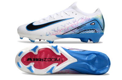 Unisex Nike Air Zoom Mercurial Vapor 16 Elite FG Firm Ground Low-Tops Football Boots - White/Black/Blue