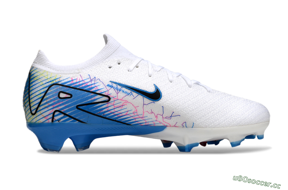 Unisex Nike Air Zoom Mercurial Vapor 16 Elite FG Firm Ground Low-Tops Football Boots - White/Black/Blue 7