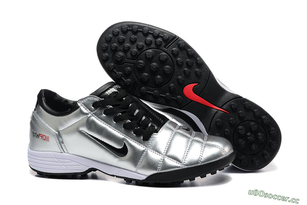 Men's Nike Total 90 III TF Artificial Turf Low-Tops Football Shoes - Silver/Black/White 2