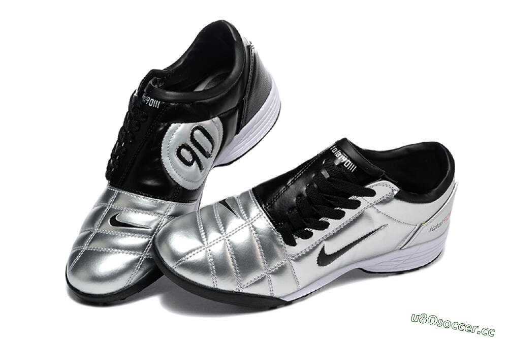 Men's Nike Total 90 III TF Artificial Turf Low-Tops Football Shoes - Silver/Black/White 6