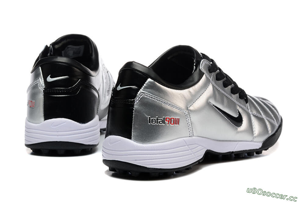Men's Nike Total 90 III TF Artificial Turf Low-Tops Football Shoes - Silver/Black/White 9